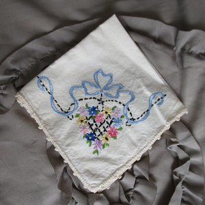 vintage embroidered serviette handkerchief